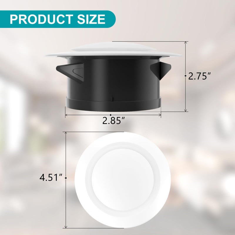 HG Power 3 Inch Air Vent Covers, ABS Adjustable Soffit Vent, Round Ceiling Diffuser for Living Room, Closet, Bathroom, Kitchen, Ventilation Use, White - Image 5